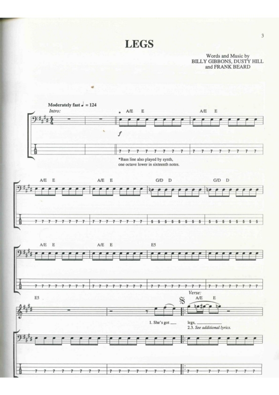 Partitura da música Legs v.4