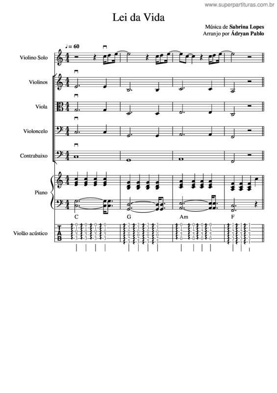 Partitura da música Lei Da Vida v.2