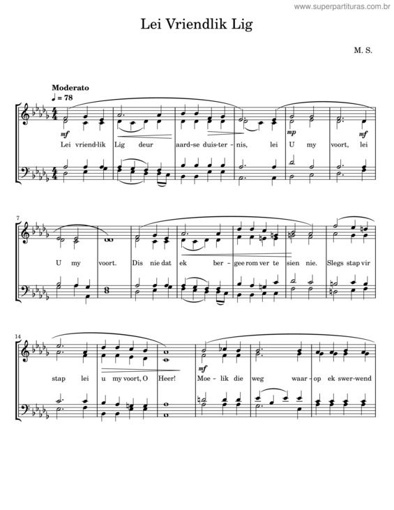 Partitura da música Lei Vriendlik Lig