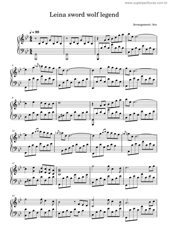Partitura da música Leina Sword Wolf Legend – Chumei Watanabe