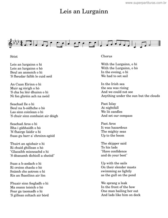 Partitura da música Leis An Lurgainn