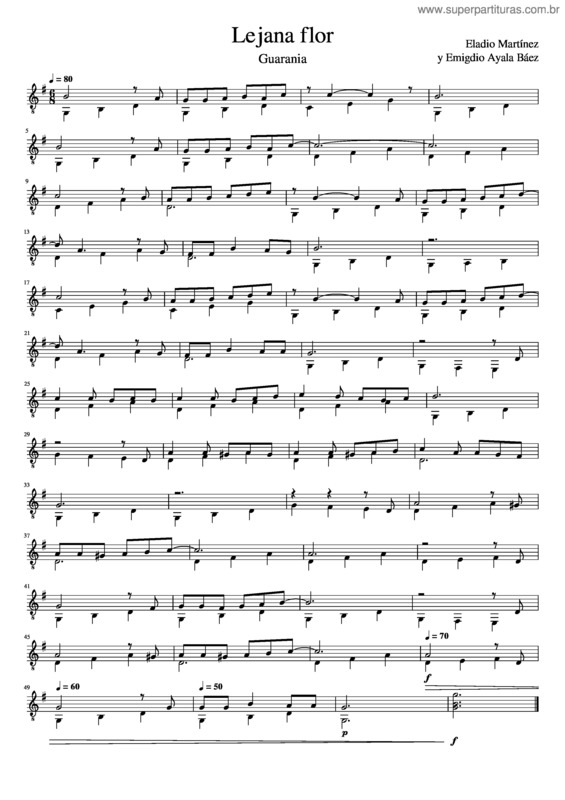 Partitura da música Lejana Flor