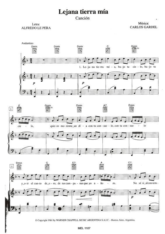 Partitura da música Lejana Tierra Mía v.2