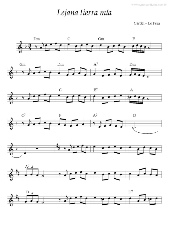 Partitura da música Lejana Tierra Mía