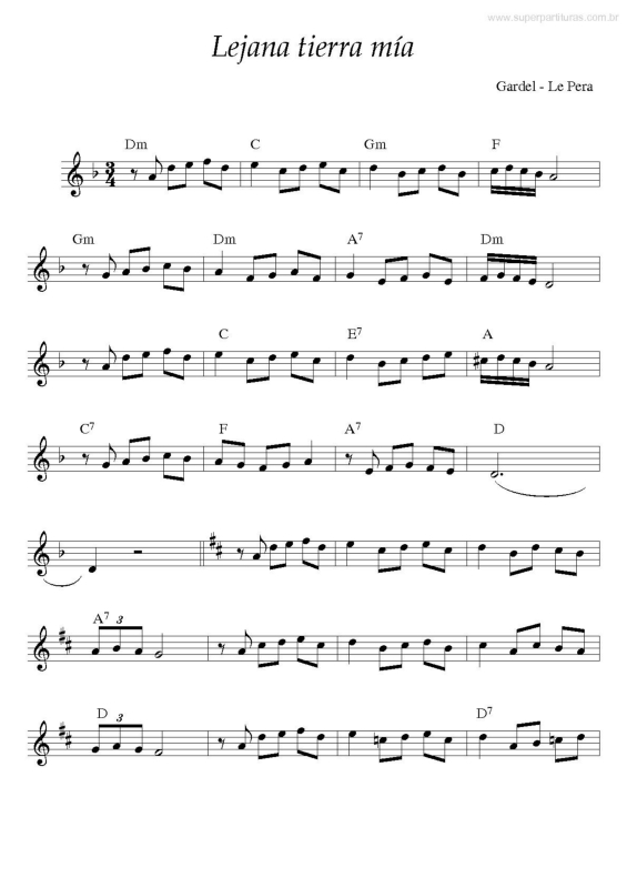 Partitura da música Lejana Tierra Mía