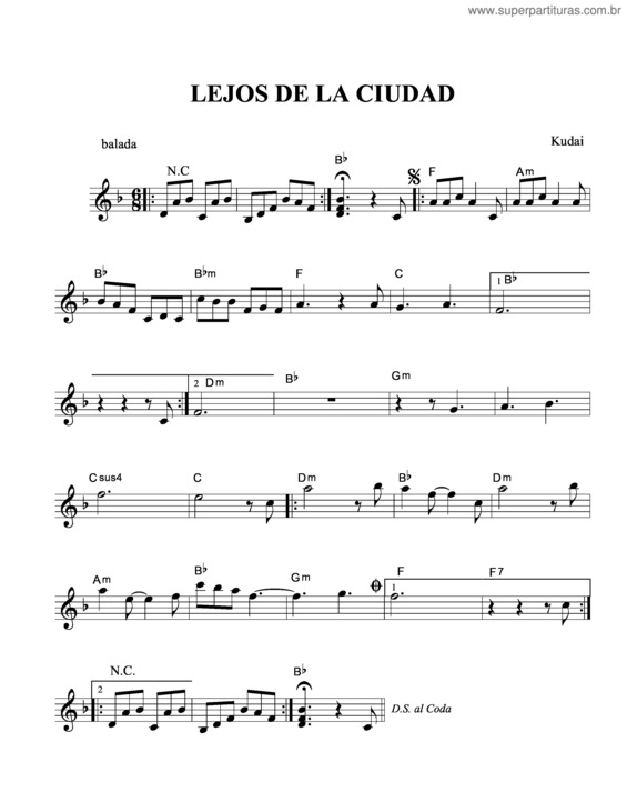 Partitura da música Lejos De La Ciudad