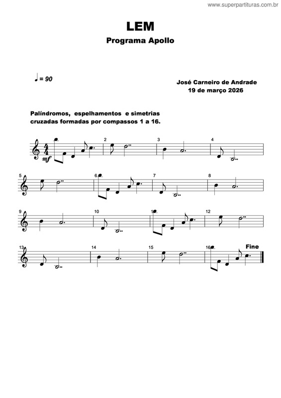 Partitura da música Lem