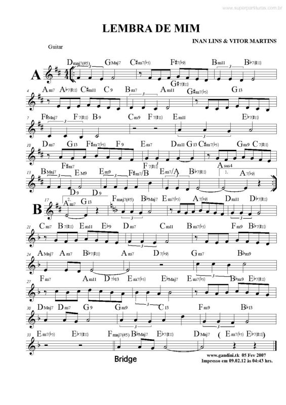 Partitura da música Lembra De Mim