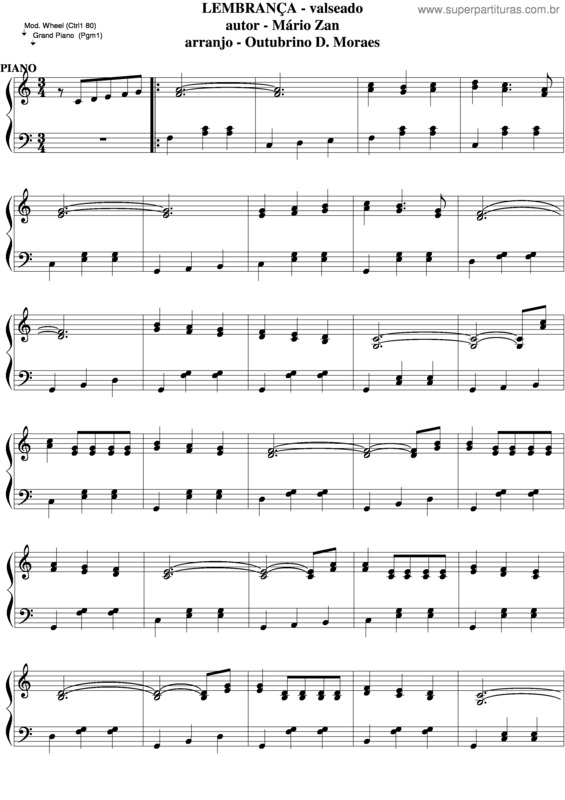 Partitura da música Lembrança v.5