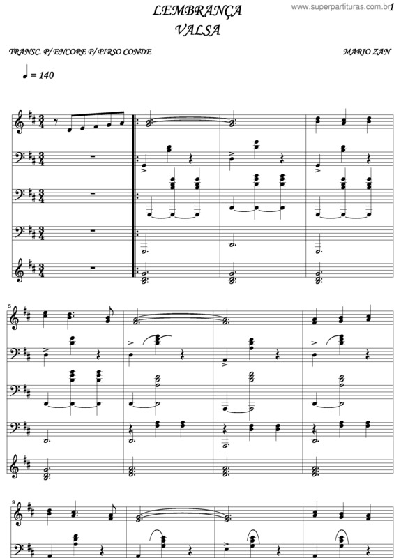 Partitura da música Lembrança