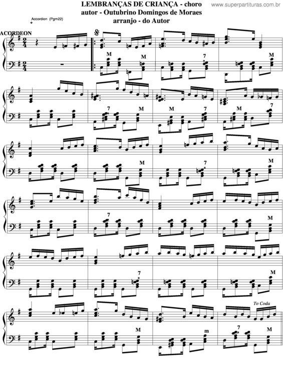 Partitura da música Lembranças De Criança v.2