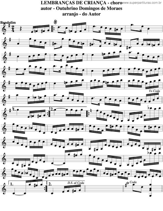 Partitura da música Lembranças De Criança v.3