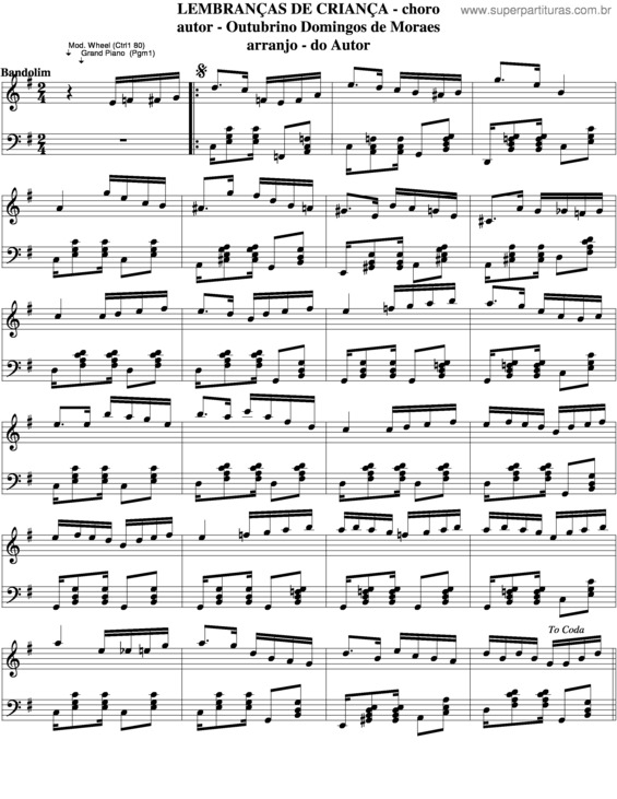 Partitura da música Lembranças De Criança v.4