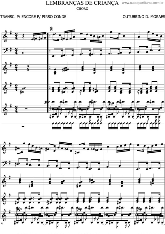 Partitura da música Lembranças De Criança