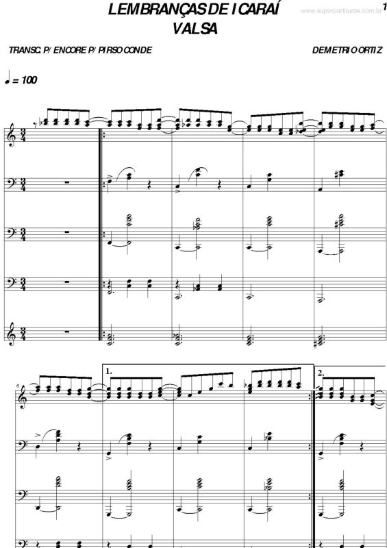 Partitura da música Lembranças de Icaraí v.2