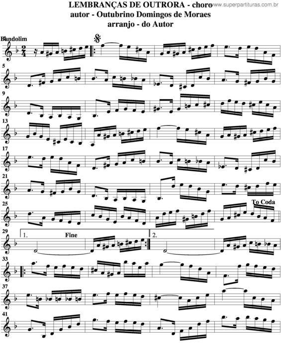 Partitura da música Lembranças De Outrora v.4