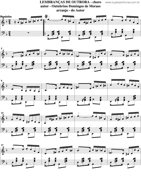 Partitura da música Lembranças De Outrora v.5