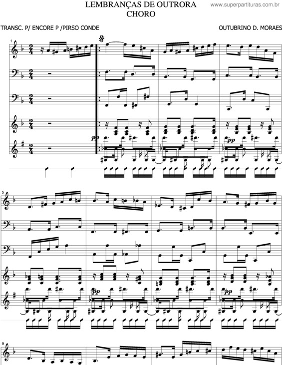 Partitura da música Lembranças De Outrora