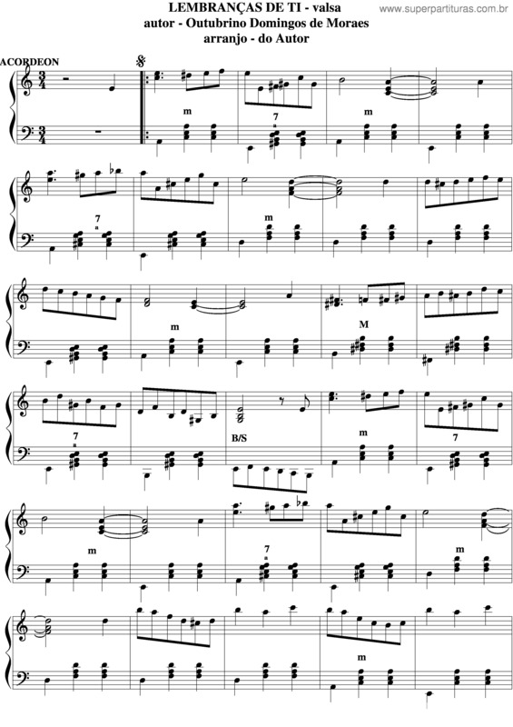 Partitura da música Lembranças De Ti v.2