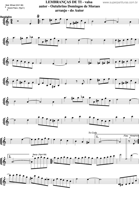 Partitura da música Lembranças De Ti v.3