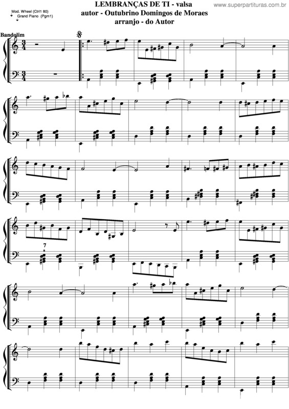 Partitura da música Lembranças De Ti v.4