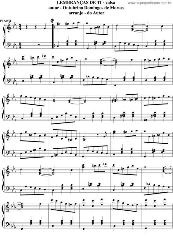 Partitura da música Lembranças De Ti v.5