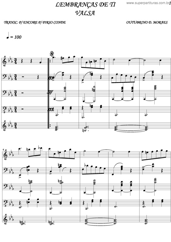 Partitura da música Lembranças De Ti