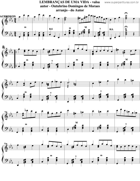 Partitura da música Lembranças De Uma Vida v.2