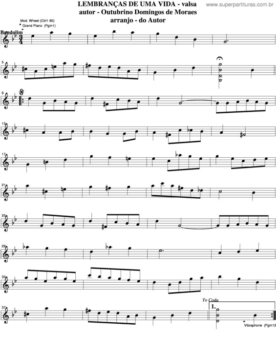 Partitura da música Lembranças De Uma Vida v.3