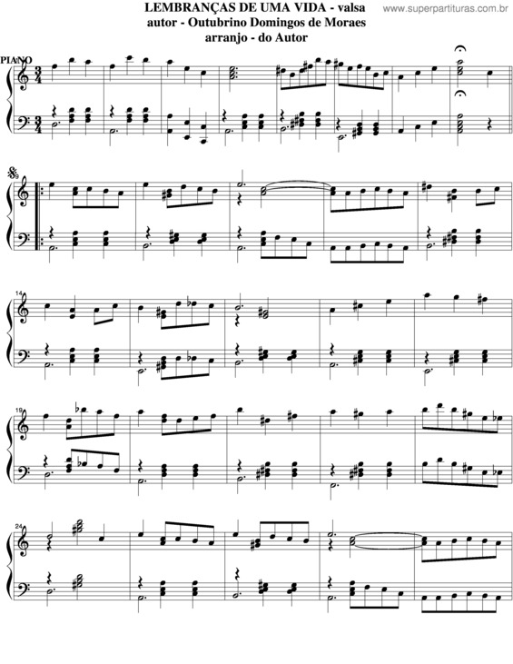 Partitura da música Lembranças De Uma Vida v.5