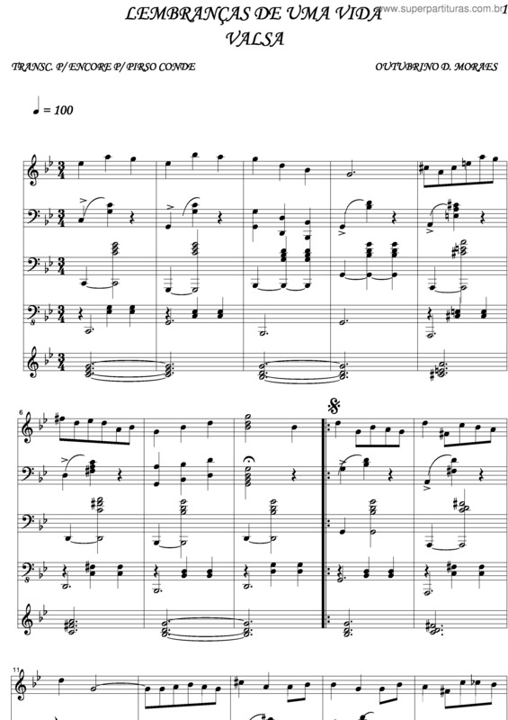 Partitura da música Lembranças De Uma Vida