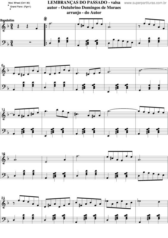 Partitura da música Lembranças Do Passado v.3