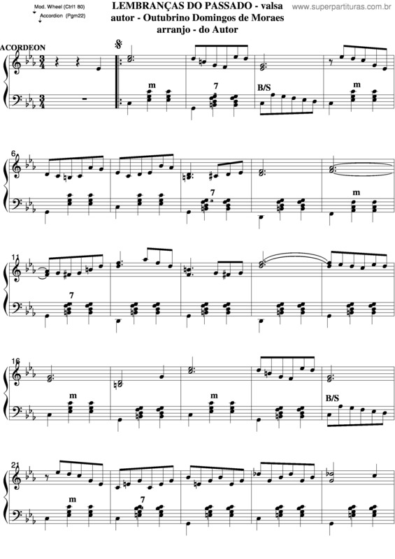 Partitura da música Lembranças Do Passado