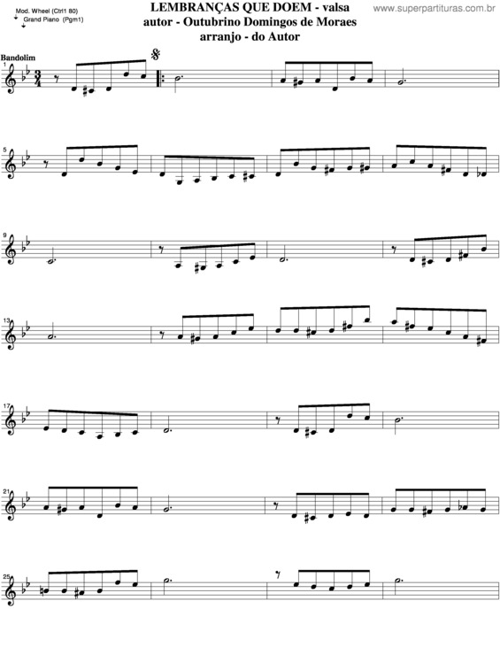 Partitura da música Lembranças Que Doem v.2