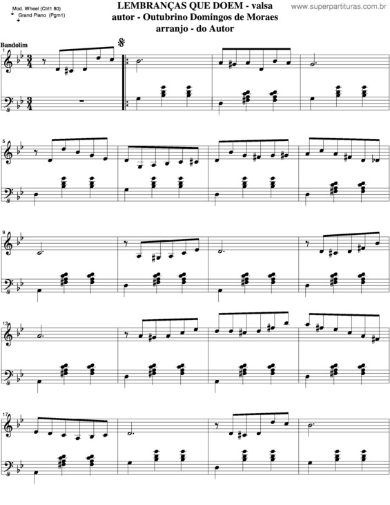 Partitura da música Lembranças Que Doem v.3