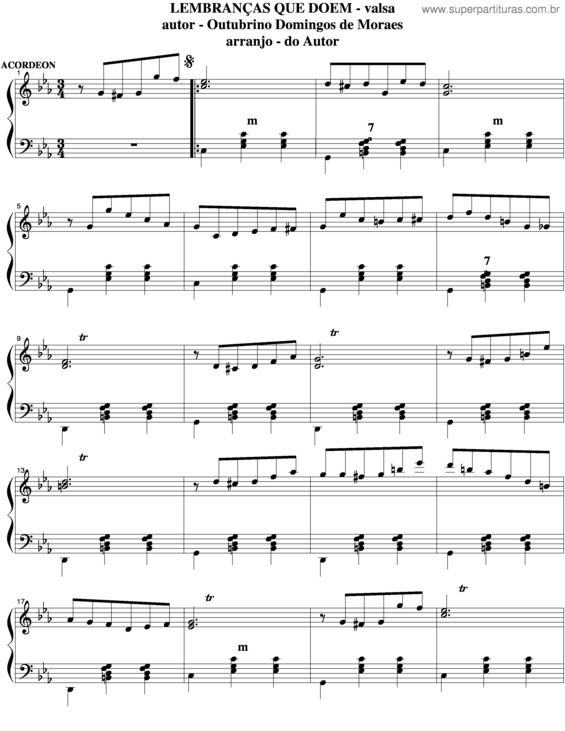 Partitura da música Lembranças Que Doem