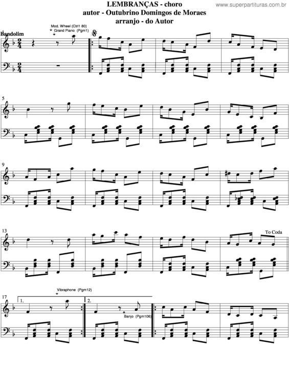 Partitura da música Lembranças v.10