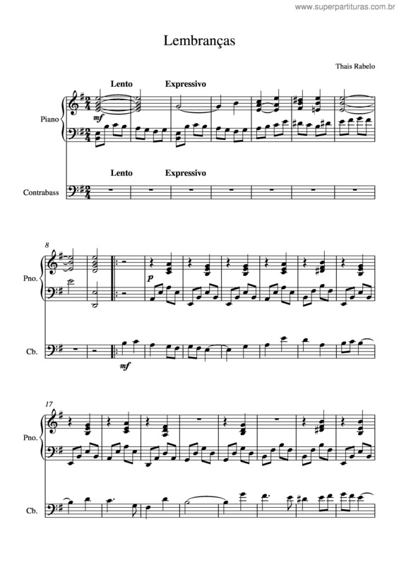 Partitura da música Lembranças v.2