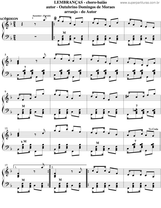 Partitura da música Lembranças v.8