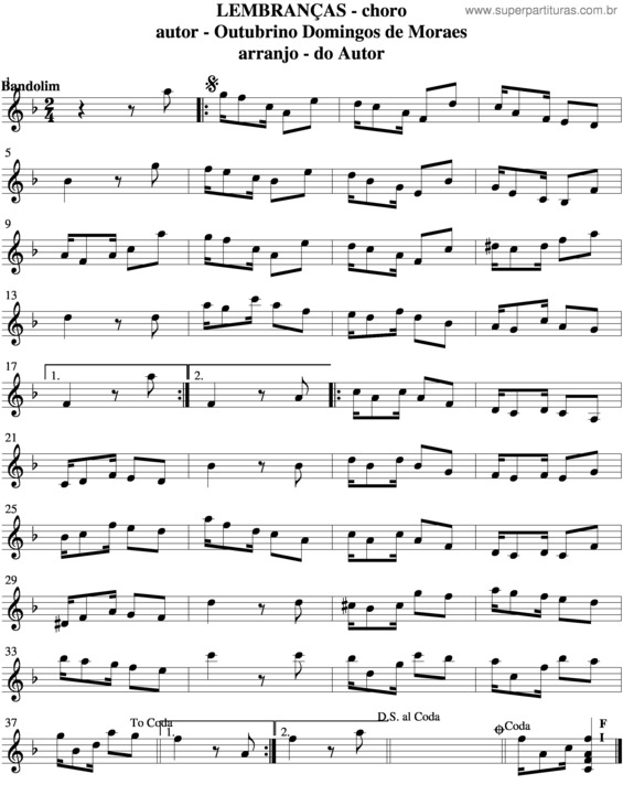 Partitura da música Lembranças v.9