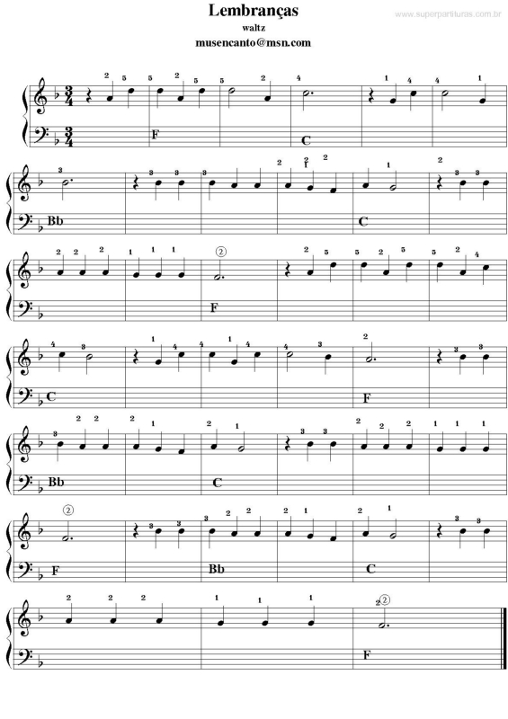 Partitura da música Lembranças