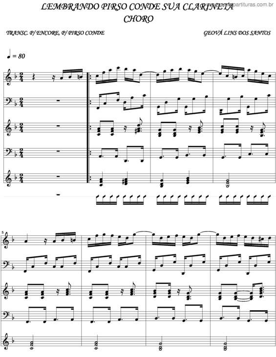 Partitura da música Lembrando Pirso Conde E Sua Clarineta v.3