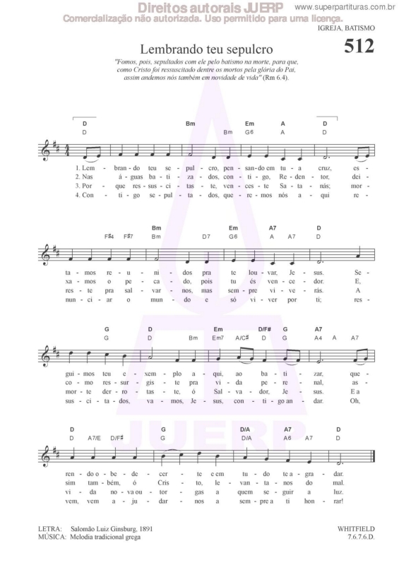 Partitura da música Lembrando Teu Sepulcro - 512 HCC