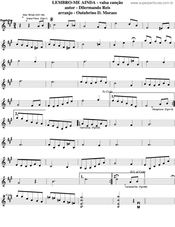 Partitura da música Lembro-Me Ainda v.3