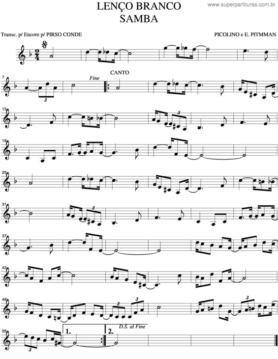 Partitura da música Lenço Branco