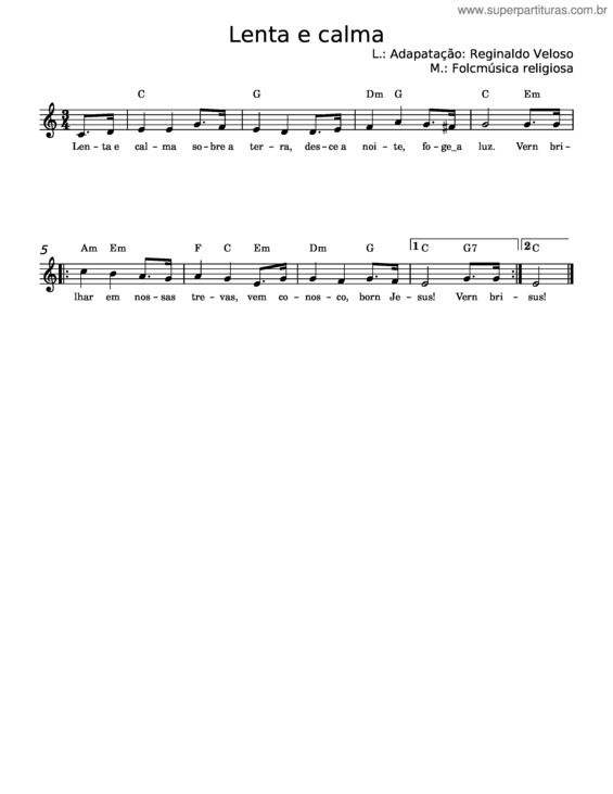 Partitura da música Lenta E Calma v.2