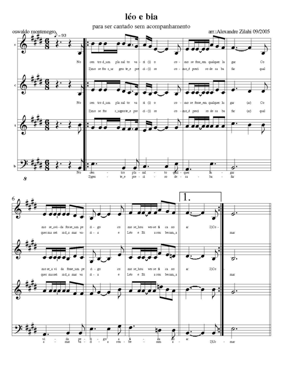 Partitura da música Léo e Bia