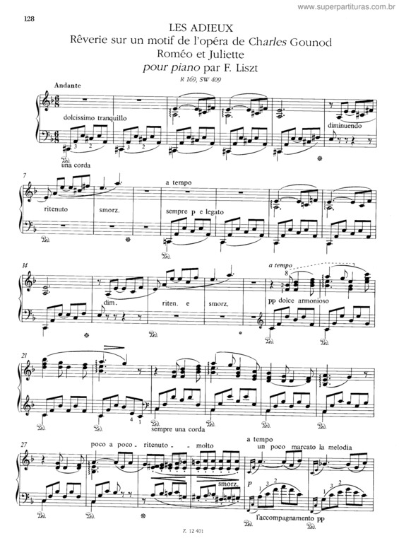 Partitura da música Les Adieux.