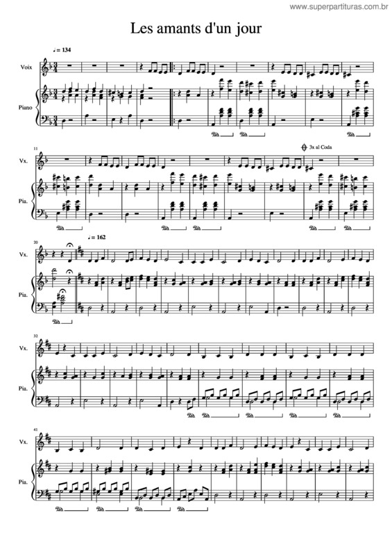 Partitura da música Les Amants D`Un Jour v.2