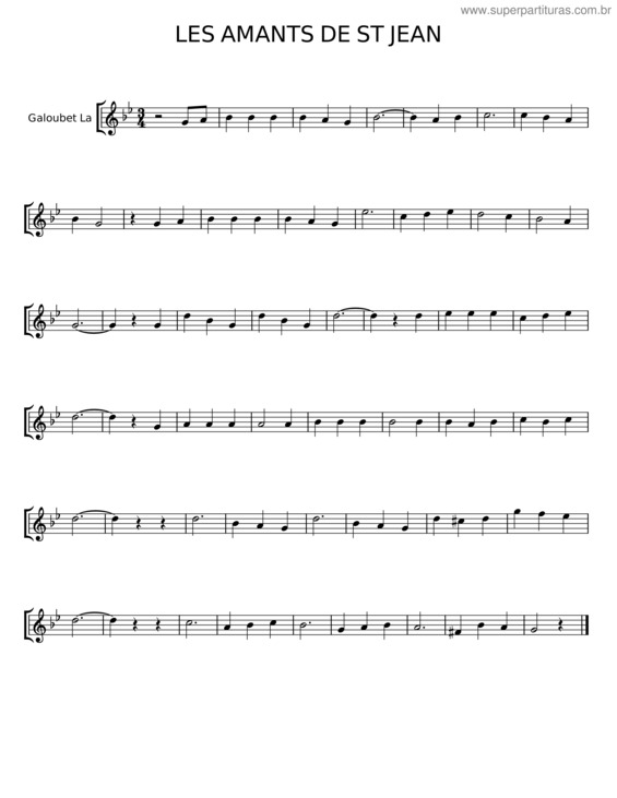 Partitura da música Les Amants De St Jean